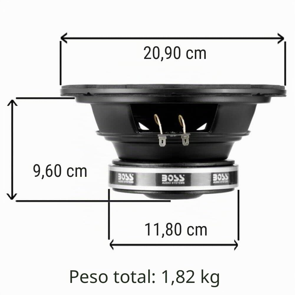 1 Chaos Audio Systems CXX8 subwoofer 20 cm 200 mm 8" Single Coil 4 Ohm 300 Watt rms 600 Watt MAX 83 db suspensión de Goma, 1 Pieza