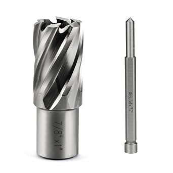 Annular Cutter JESTUOUS 7/8 Inch Cutting Diameter 3/4 Weldon Shank 1 Cutting Depth with Pilot Pin Slugger Bits HSS Kit for Magnetic Drill Press,1 Piece