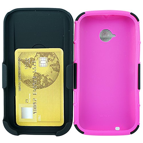 Customerfirst - Motorola Moto E 2 Lte (Boost Mobile Sprint Verizon Virgin Mobile) Case, Holster Case [Heavy Duty] [Shock-Absorption] [Kickstand Feature] [Belt Swivel Clip]- High Impact Resistant Black Dual Layer Armor Holster Defender Full Body Protective Hybrid Case Cover With Belt Swivel Clip For Moto E (2Nd Generation) 2015 Released - Free Flash Light Key Chain (Hy Pink) #TOP2