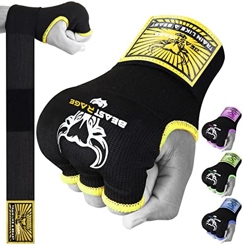 Beast Rage Boxbandagen MMA, 75 cm lang, gepolstert, elastisch, Schnellboxen, Boxsack, Training, Muay Thai, Handbandagen, UFC-Bandagen für Herren, Damen, Kinder