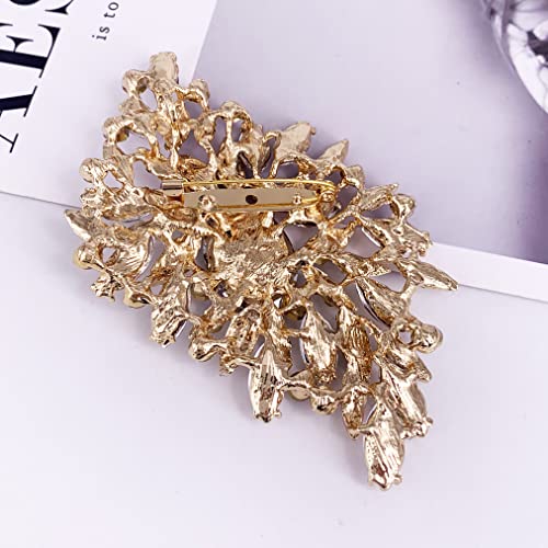 Image of SELOVO Big Large Leaf Brooches and Pins Scarf Decoration Gold Tone