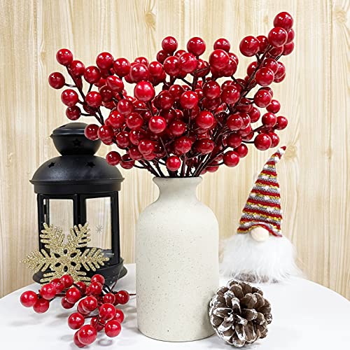 Turnmeon 50P Christmas Berries Stems Decorations,8.3" Artificial Christmas Berry Picks Twigs Branches For Christmas Tree Ornaments Fillers Diy Holiday Home Indoor Outdoor Xmas Decor(Red) #TOP4