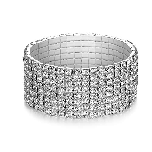 LDPF Sparkly Rhinestone Stretch Bracelet for Wedding,Prom,Bridal,Costume,Figure Competition,Beauty Pageant