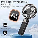 POIFL Mini wentylator, przenośny wentylator 4000 mAh, 6-biegowy cichy wentylator USB, 24 godziny autonomii, składany wentylator biurkowy do biura, podróży, na zewnątrz, na zajęcia (czarny)