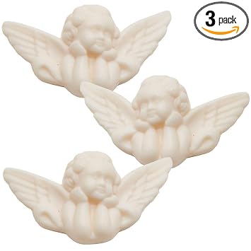 La Maison du Savon de Marseille - French Angel Shaped Soap for Body Wash or Decoration - Honeysuckle Fragrance - 20g Novelty Bars- Set of 3