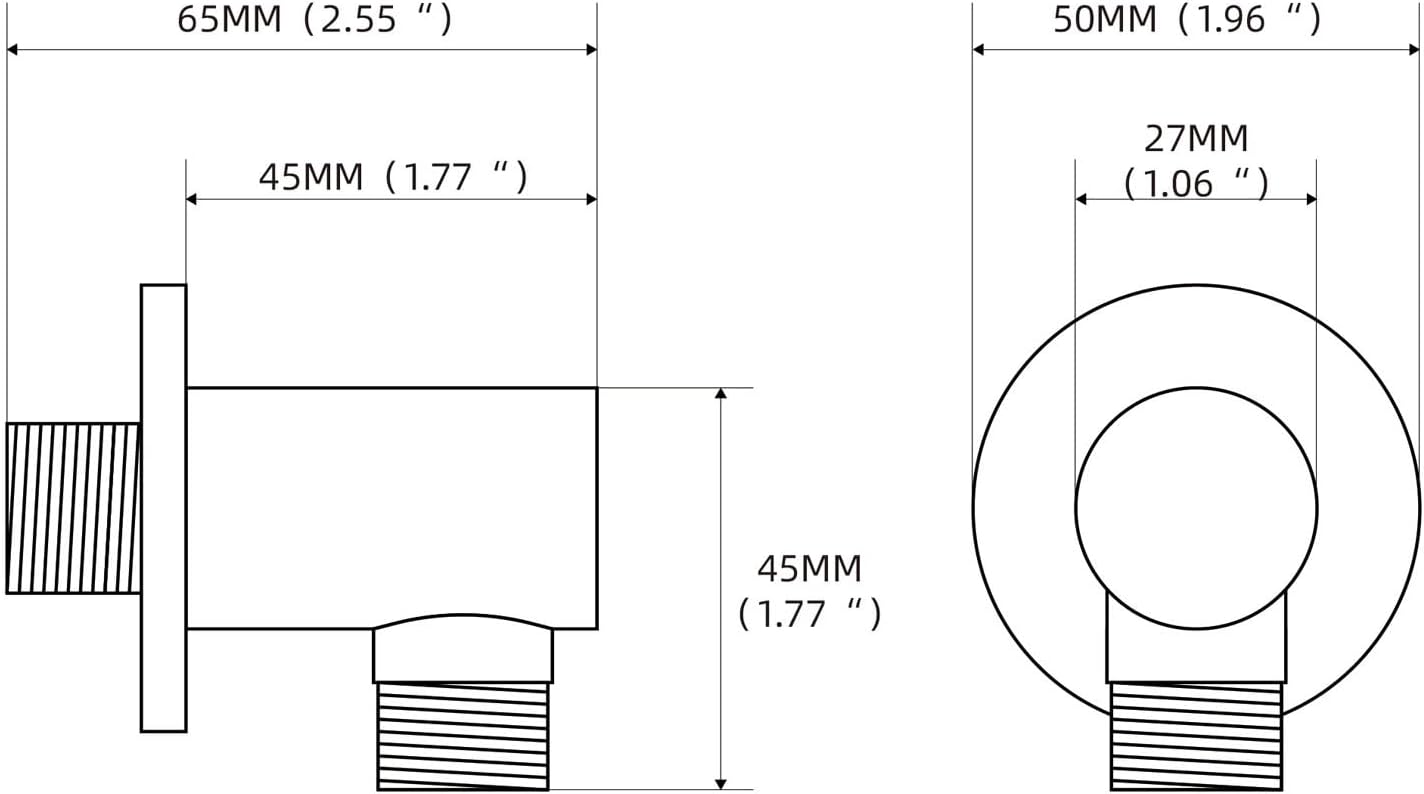 Wall Supply Elbow with Flange,Brass Round Wall Mount Shower Hose Connector,Drop Ell Wall-mounted Union Water Outlet for Handheld Shower Handshower,Matte Black,8Z3MK