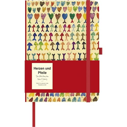 Image of Hearts and Arrows Notebook: Notebook 16 x 22 cm with Motifs from the MoMa Collection by Peter T. Schulz, Bookmark Ribbon and Pen Holder for Creatives, Design Lovers & Romantics