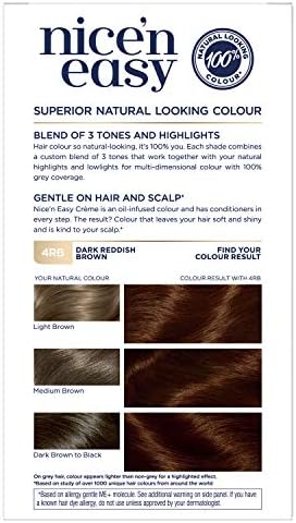 Clairol Nice'n Easy Crème, Natural Looking Oil Infused Permanent Hair Dye, 4RB Dark Reddish Brown