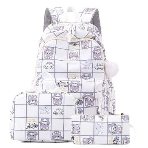 For Girls,waterproof Student Bookbag With Lunch Box And Pencil Case