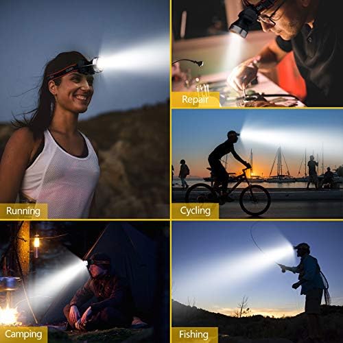 Head Torch Rechargeable, Gritin 2000L Super Bright Waterproof LED Headlamp Headlight with Motion Sensor Control, 4 Light Modes, 30 Hrs Runtime, 90° Angle Adjustable Headlight for Running, Hiking etc.