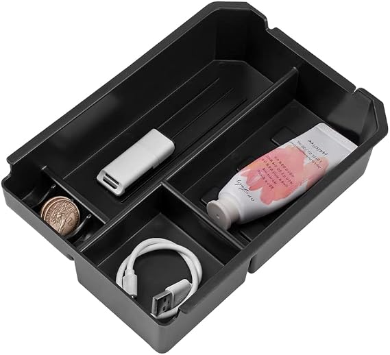 JSCARLIFE Car Center Console Organizer Tray Compatible with Toyota RAV4 2013-2018 Interior Accessories Armrest Console Insert Box ABS Secondary Storage