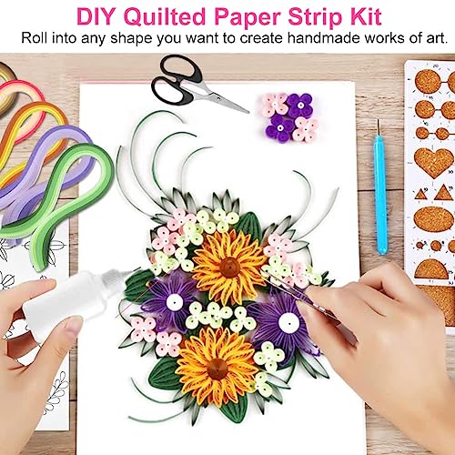 Butyeak Quilling Papierstreifen, Quilling Kunst Streifen, Papier-Rüschen-Set, 800 Stück Papier Quilling Streifen, Papier Quilling, 33 Farben 54cm Länge/Streifen Papierbreite 5mm, für DIY Handwerk