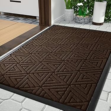 AMAZON - Yimobra Durable Front Door Mat, Heavy Duty Doormat for Outdoor Indoor, Non Slip Rubber Floor Mat for Entry, Easy Clean, Waterproof, Low Profile, Patio, Busy Areas, 17×29.5 Inch, Brown