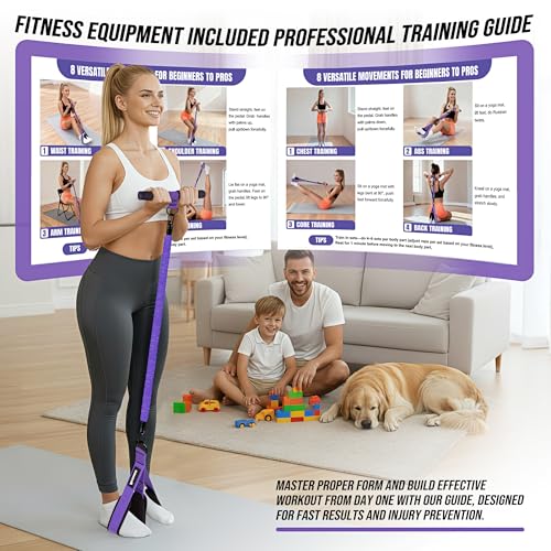 Ayombo Upgrade Pedal Resistance Band with Handle, Adjustable Tube Foot Pedal Device Puller Exercise Bands, for Abs Arm Leg Waist Workout, Core Pilates, Sit Up Fitness Equipment for Full Body Training by Ayombo - Image 7