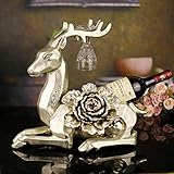 DSENIW QIDOFAN Crafts European Home Dekoration Handwerk-Fabrik Harz Liegen Deer Weinregal Peony Business-Geschenke Wholesale (40 * 25 * 35cm) Stilvoll und schön