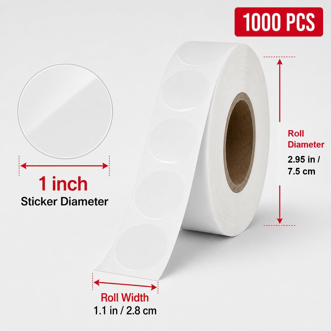 1000 Pcs 1" Thicken Clear Circle Stickers for Sealing image 2