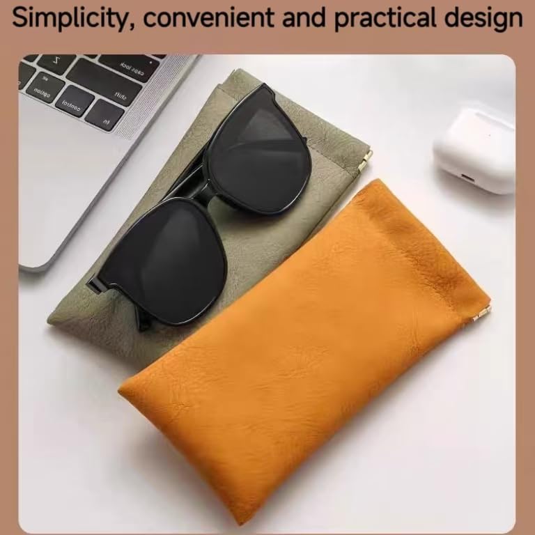 Glasses Case,Sunglasses Case,Travel Portable Leather Squeeze Top Soft Eyeglass Cases - Image 3