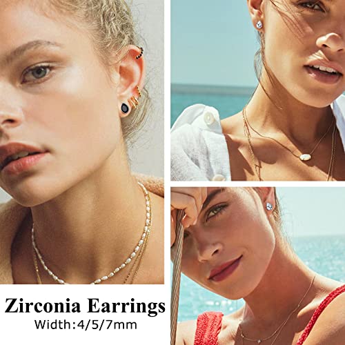 Sparkling Black Teardrop Cut Cz Medium Diamond Stud Earrings Hypoallergenic 925 Sterling Silver Black Tennis Cubic Zirconia Earrings, Sparking Earrings For Mother/Wife/Daughter/Girlfriends (5Mm) #TOP2