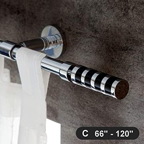 GCurtain Curtain Rod Set Curtain Pole Metal Rod Standard Diameter 5/8-3/4" (16-19 mm) Adjustable Easy Install Heavy-Duty Decorative Window Stylish Designed Finial -Cylinder Black /66"-120" (170-310cm)