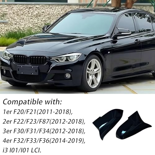 Mirror Caps Gloss Black Compatible with 1er F20 F21 2er F22 F23 3er F30 F31 F34 4er F32 F33 F36 X1 E84 M2 F87 Models Rearview Side Wing Mirror Cover Caps (For F20 F21 F30 F31 F32 F33 F34 F36 F87) by MNGYNUKA - Image 4