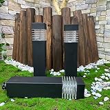 Modern White LED Lights Solar, 6 Pack Black Solar Pathway Lights, Outdoor Waterproof Solar Lights Ga