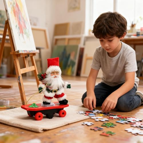 Papá Noel decorativo en scooter con función de música festiva para el hogar 4