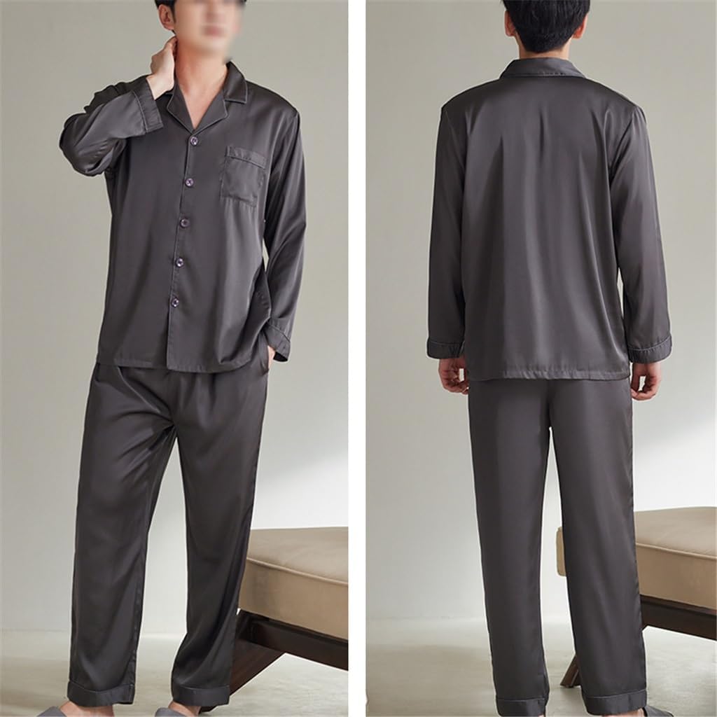 Pajamas Men's Ice Silk Thin Long-sleeved Simulation Homewear Suit