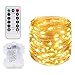 Produktbild Vicloon LED Lichterkette, 10M 100 LED Kupferdraht Lichterkette 8 Modi Außenbeleuchtung Wasserdichte IP68 mit Fernbedienung, Lichterkette Batterie für Innen/Außen Garten Party Weihnachten Hochzeit Deko