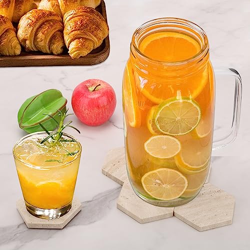 Worhe Marble Coaster Set Of 5 Hexagon Natural Cream Travertine Stone Drink Coaster For Table Protection Housewarming Gift Bar Coaster Decoration Gift For Christmas Birthday Anniversary (Dl009) #TOP6