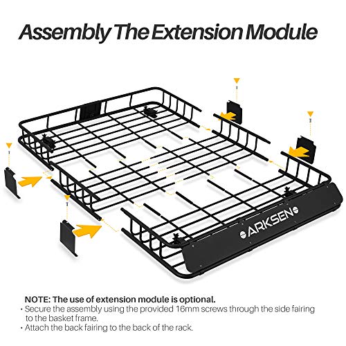 Arksen 64 X 50 Inch Universal Extra Wide 150Lb Heavy Duty Roof Rack Cargo With Extension Car Top Luggage Holder Carrier Basket For Suv, Truck, & Car Steel Construction #TOP3
