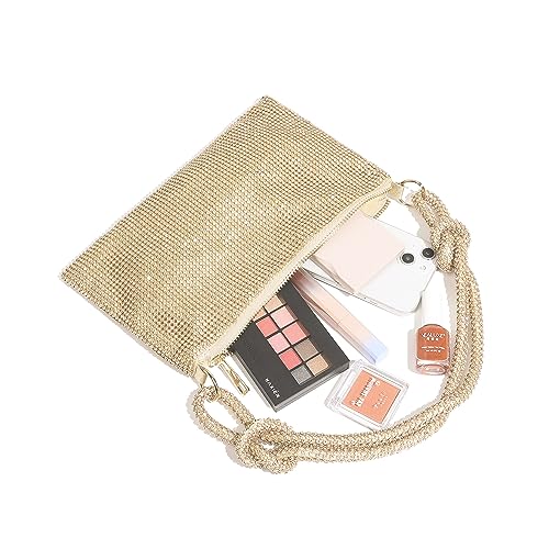 Yuwita Rhinestone Purse For Women Evening Bag Glitter Sparkly Mini Handbags (Gold) #TOP6