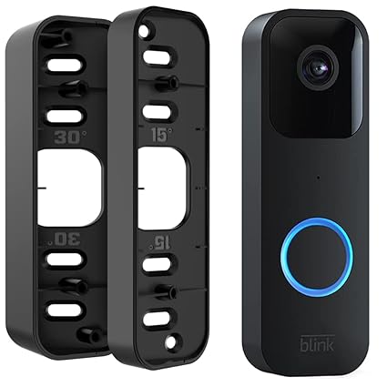 Blink Doorbell Mount, Adjustable (15 to 45 Degrees) Corner Mount, No-Drill Mounting Bracket for Blink Doorbell Camera, Wide Viewing Angle Mount, Black