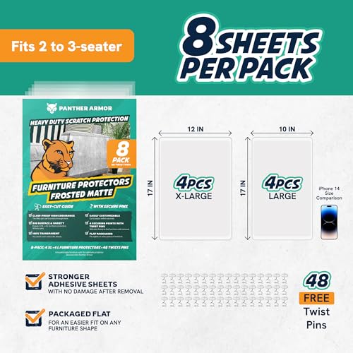 Panther Armor Protetores de móveis antiarranhões em fosco fosco, 8 pacotes de lençóis planos para pr