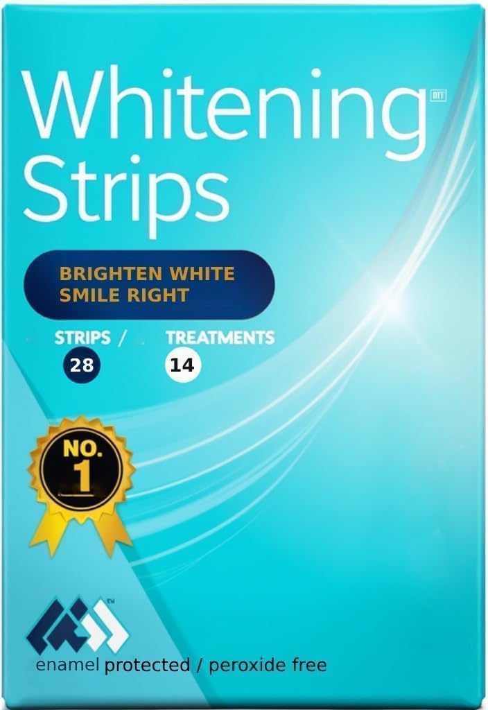 Teeth Whitening Strips - 14 Treatments, 28 White Strips - Peroxide-Free Kit Natural Formula - Enamel-Safe Teeth Whitener - Best Whitening Strips 28 Strips
