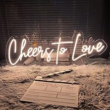 Cheers to Love Neon Sign-Custom for Wall Decor Led Neon Light Sign Personalized Birthday Marry Wedding Christmas Gift Light up Sign Party Bedroom Bar Home Room Business Shop Warm White,20IN