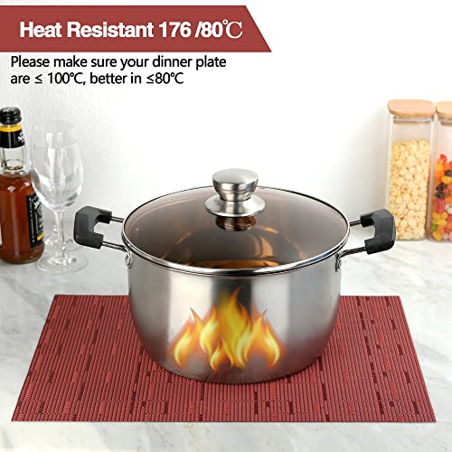 Slkqg Placemats Set Of 6 - Easy Clean Modern Durable Washable Vinyl Place Mats - Heat Resistant Placemats For Kitchen Table - Pvc Table Mats For Dining Table (Burgundy Red, 6) #TOP2