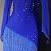 ZYDANC Latin Rumba Dresses for Women Ballroom Dance Performance Costume Tassel Cha Cha Salsa Competition Dancewear,Blue,XL