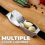 Zulay Kitchen Comfort Grip Garlic Press - Garlic Mincer Tool - Garlic Crusher - Garlic Press Mincer Rust Proof, with Soft Ergonomic Handle, Easy Clean Set with Peeler and Brush - Image 4