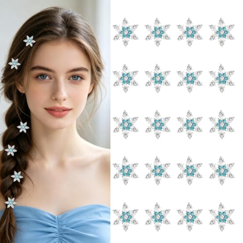 Amariver 20Pcs Snowflake Rhinestone Hair Clips Crystal Snow Hair Barrettes