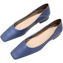 WENJIAZHIZHI Women's Closed Square Toe Chunky Heel Pumps Solid Color Office Lady Low-Heel Shoes Soft Comfy Loafers