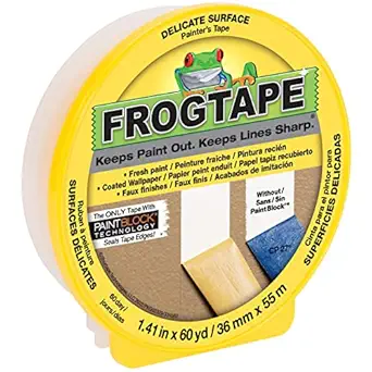 FROGTAPE 242836 Adhesive Tape for Delicate Surface Painting, Yellow, 3.5 cm x 55.3 m, Pack of 10
