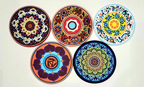 LUX Essentials Mosaic Silicone Drink Coasters - Package of Five Non-Skid Absorbent Drink Coasters LUX Essentials Mosaic Silicone Drink Coasters - Package of Five Non-Skid Absorbent Drink Coasters