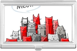 Cartoon Cute Cat Mewing Protect Animal Pet Lover Business Card Holder Case Pocket Box Wallet