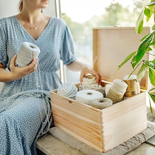 Creative Deco XXL Large Plain Wooden Storage Box | 40 x 30 x 24 cm (+/-1 cm) | with Lock & Hinged Lid | Unpainted Gift Box for Tool Shoes Kitchen | ROUGH & UNSANDED Wood Keepsake Memory Craft Chest