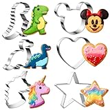 MINO ANT Stainless Steel Cookie Cutters, Mickey Unicorn Dinosaur Heart Star Cookie Cutters, Metal Biscuit Cutter Molds for Baking or Valentine's Day Christmas Holiday Party Decorations