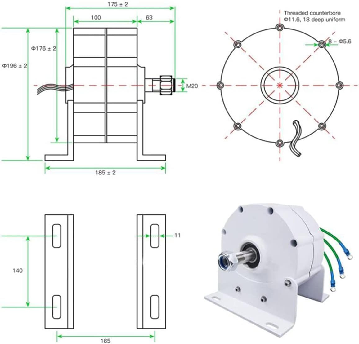 Permanent Magnet Generator Electric 10000W Generator PMG Permanent Magnet Generators 12V/24V/48V for Horizontal Wind Turbine Generator Windmill Turbine,12V