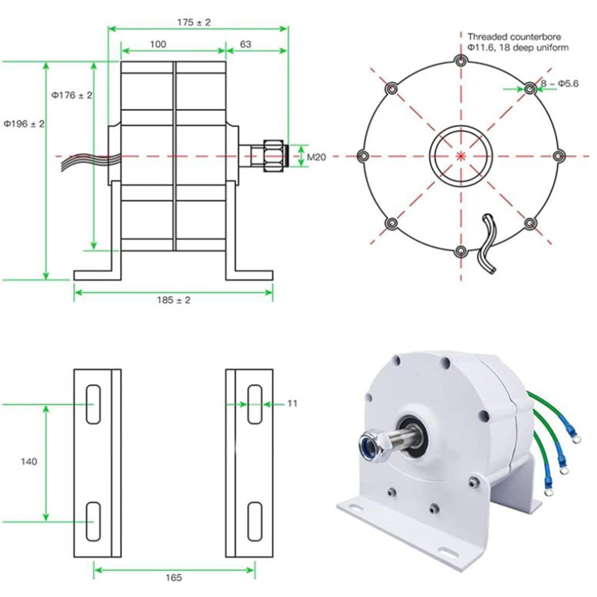 Generador eólico portátil de alta potencia para uso fuera de la red eléctrica, 5000W/6000W/8000W/10000W, alternador de imán permanente con controlador, 12V/24V/48V, para bricolaje.
