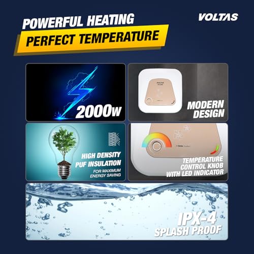Image of Voltas Magna 5-Star 10L Water Heater 2000W, Warranty of 7 years on Tank, 3 Years on Heating Element, 2 Years on Product by Voltas|Free Installation| Free Connecting Pipe|Copper Element|8 Bar (White)