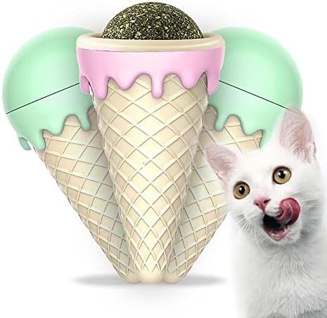 Leo’s Paw Catnip Ice Cream Cone Toy 3pcs Safe & Natural Dietary Fibers That Can Reduce Stress & Anxiety, Clean Teeth & Freshen Breath, Stimulate Appetite & Promote Digestion – Pressed Catnip Ball