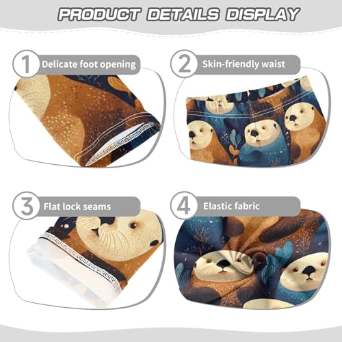 Girls Leggings Cute Animals Sea Otters Soft Toddler Leggings for Girls Kids Pants Size 4T-10T3